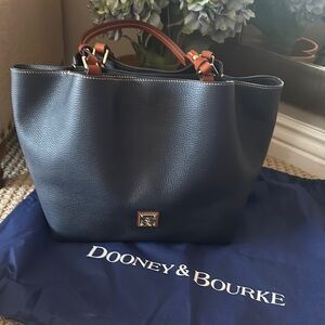 Dooney & Bourke Blue Tote with Elegant Wooden Handles